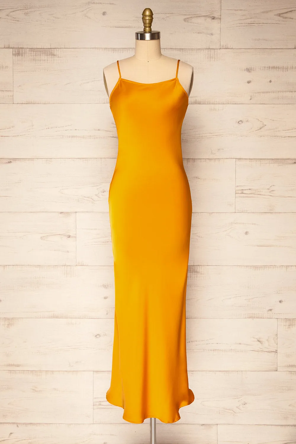 Xilloux Yellow | Midi Slip Dress w/ Adjustable Straps