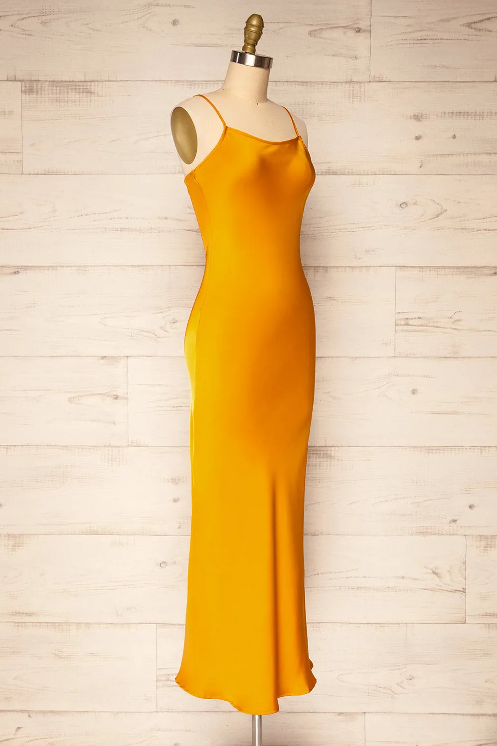 Xilloux Yellow | Midi Slip Dress w/ Adjustable Straps