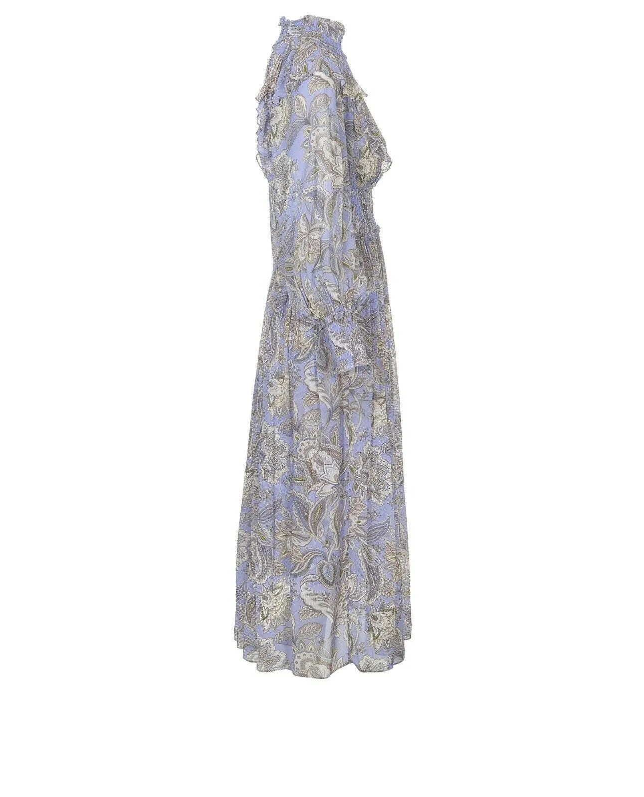 ZIMMERMANN 2020 Lucky Shirred Printed Midi Dress Size 0 XS ladies