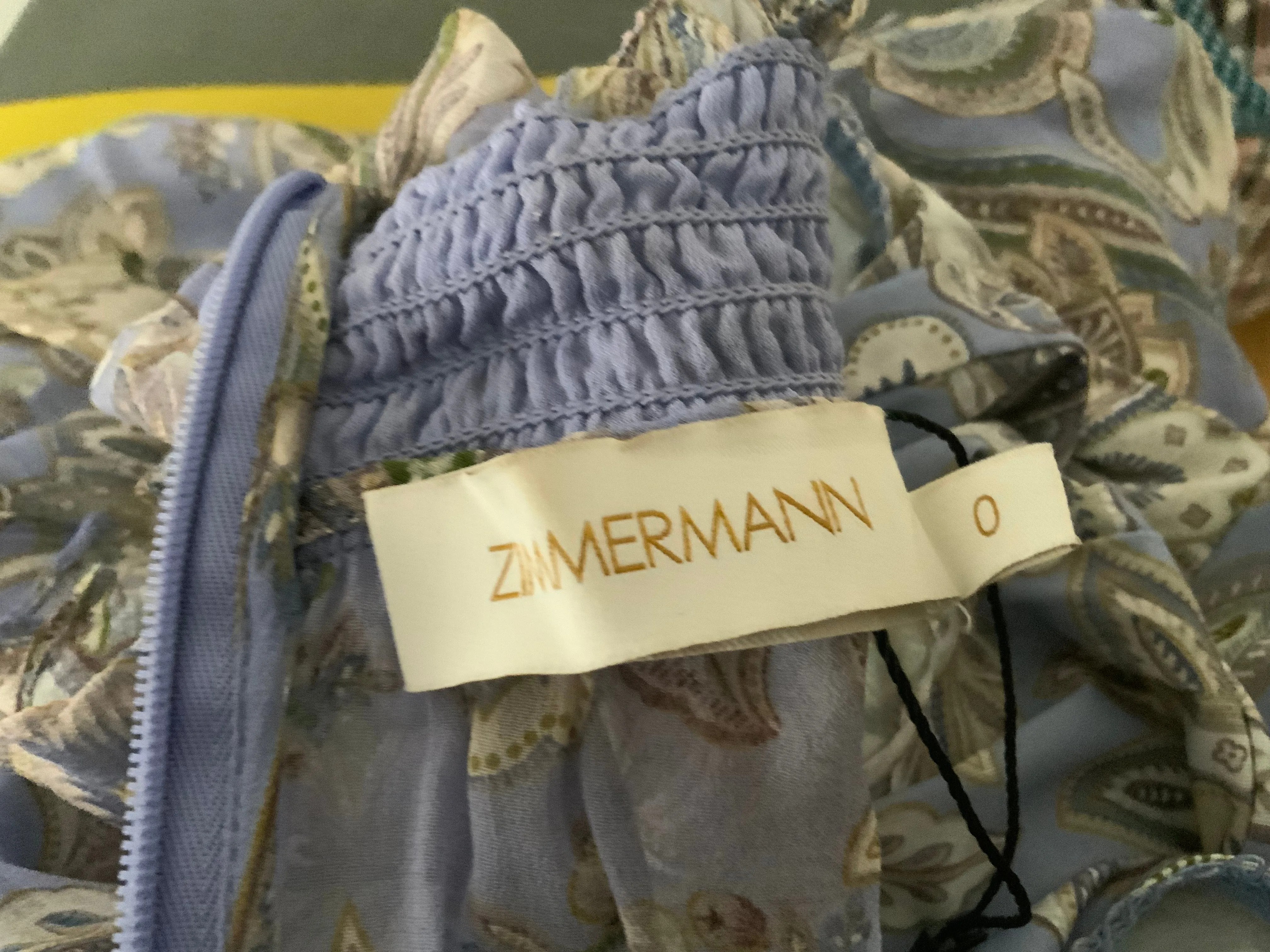 ZIMMERMANN 2020 Lucky Shirred Printed Midi Dress Size 0 XS ladies