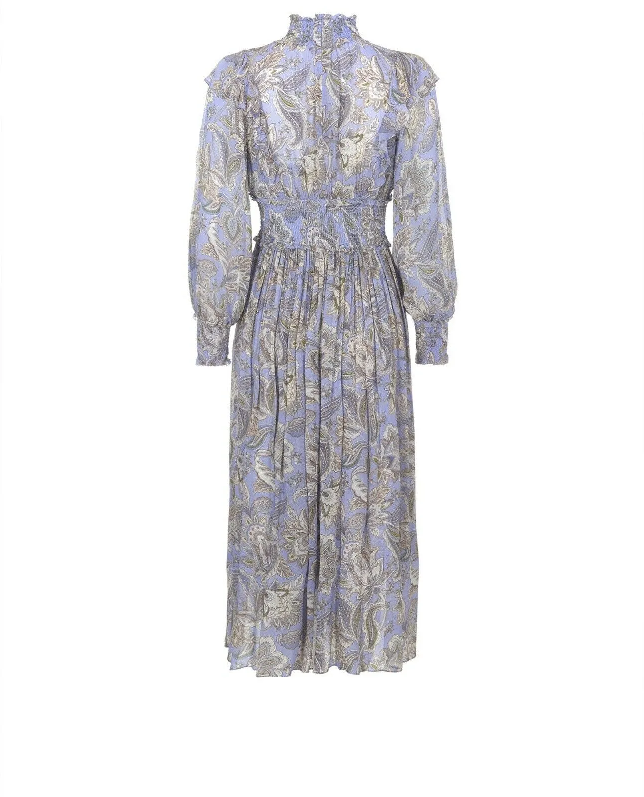 ZIMMERMANN 2020 Lucky Shirred Printed Midi Dress Size 0 XS ladies